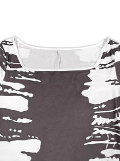 Plus Size Square Neck Short Sleeve Dress - Jsandiclothing.com