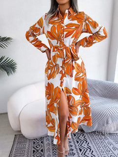 Long Sleeve Dress| Tied Button - Up | Bold, Chic and Stylish Spring Look - Jsandiclothing.com