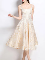 Floral A - Line Sleeveless Midi Dress - Jsandiclothing.com