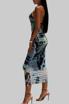 Backless Printed Halter Neck Dress| JSandi - Jsandiclothing.com