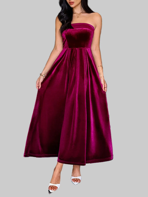 Ruched Tube Midi Dress | Elegant Strapless Style - Jsandiclothing.com