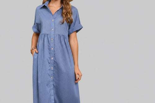 Midi Dress - Slit Collared Neck Style | Chic Look for Every Event - Jsandiclothing.com