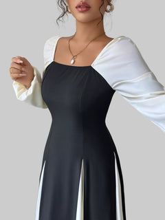 Color Block Square Neck Maxi Dress| JSandiclothing - Jsandiclothing.com