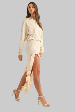 Ruffle Dress - Elegant Backless Asymmetric Hem Dress - Chic& Flattering - Jsandiclothing.com