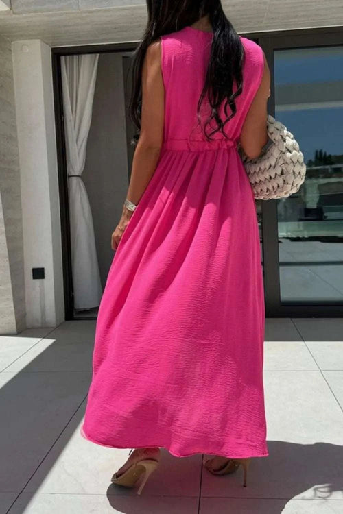 Surplice Sleeveless Slit Maxi Dress - Jsandiclothing.com