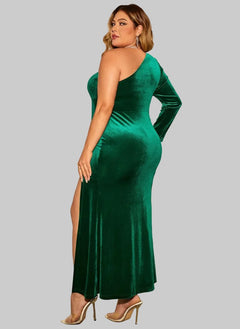 Slit Dress| Honey Plus Size One - Shoulder Twisted| Elegant & Stylish - Jsandiclothing.com