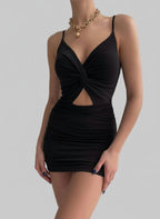 Spaghetti Strap Dress with Twisted Ruched Detail | Elegant & Stylish - Jsandiclothing.com