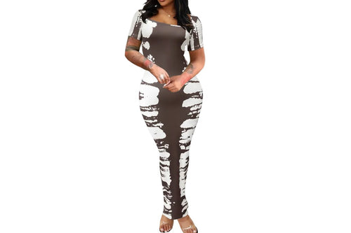 Plus Size Square Neck Short Sleeve Dress - Jsandiclothing.com