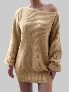 Rib - Knit Mini Sweater Dress - Stylish & Comfortable Acrylic Fashion - Jsandiclothing.com