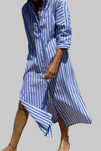 Quarter Sleeve Midi Dress - Tied Button Up - Stylish & Comfortable Fit - Jsandiclothing.com