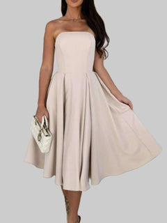 Midi Dress | Solid Color Tube Stylish Fitted and Comfortable Wear - Jsandiclothing.com