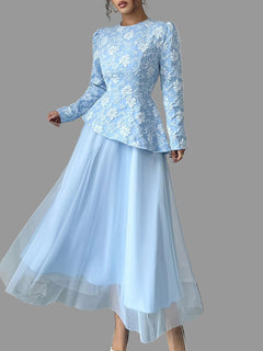 Formal Floral Long Sleeve Tulip Dress Chic & Feminine - Jsandiclothing.com