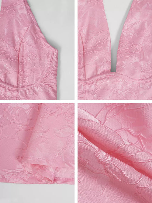 Halter Neck Midi Dress with Pockets - Jsandiclothing.com