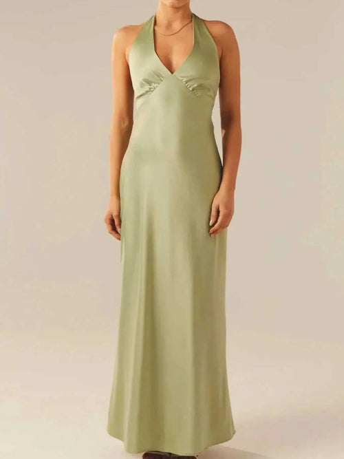 Halter Neck Wrap Maxi Dress with Tie Detail - Jsandiclothing.com