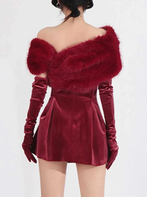 Fuzzy Off Shoulder Mini Dress Cozy & Chic Style| JSandiclothing - Jsandiclothing.com