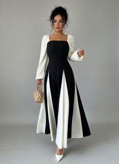 Color Block Square Neck Maxi Dress| JSandiclothing - Jsandiclothing.com