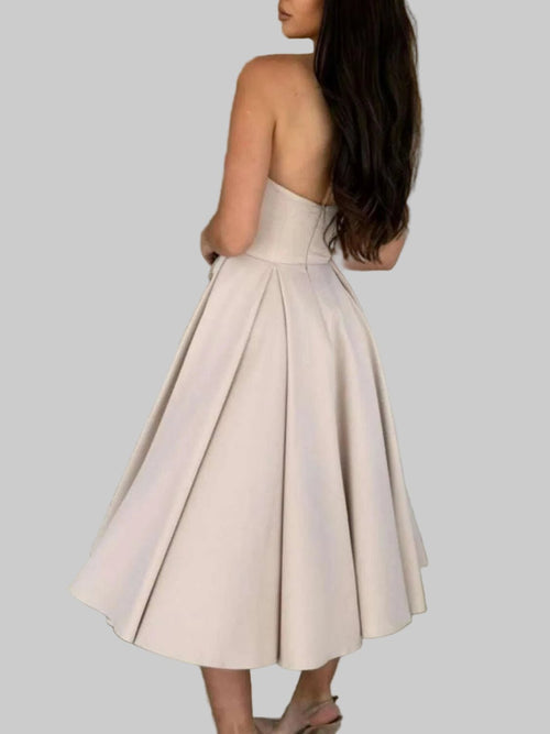 Midi Dress | Solid Color Tube Stylish Fitted and Comfortable Wear - Jsandiclothing.com