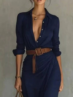 Full Size Ruched Long Sleeve Maxi Dress Plus Size - Jsandiclothing.com