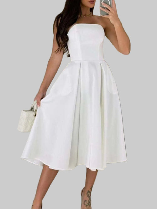 Midi Dress | Solid Color Tube Stylish Fitted and Comfortable Wear - Jsandiclothing.com