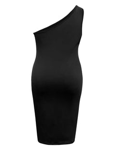 One Shoulder Dress - Plus Size Twisted Sleeveless Midi - Elegant &Stylish - Jsandiclothing.com