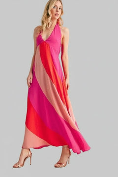 Maxi Dress - Sleeveless Color Block | Bold & Beautiful - Jsandiclothing.com