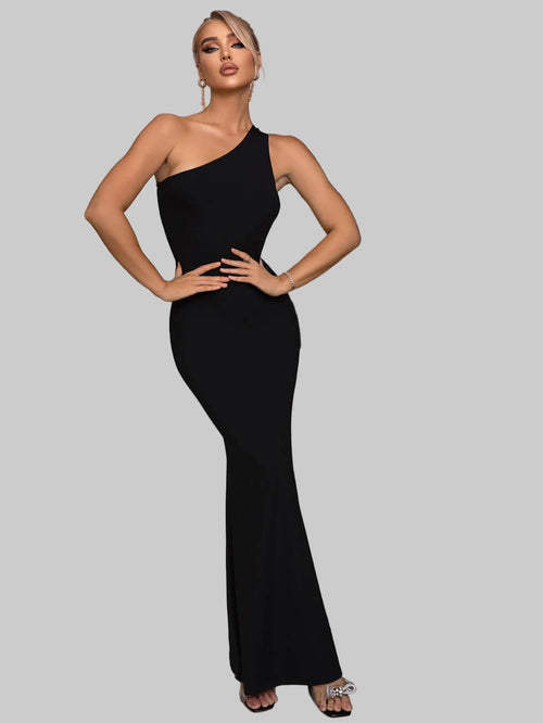Cutout One - Shoulder Maxi Dress - Jsandiclothing.com