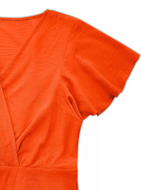 Plus Size Surplice Flutter Sleeve Dress - Jsandiclothing.com