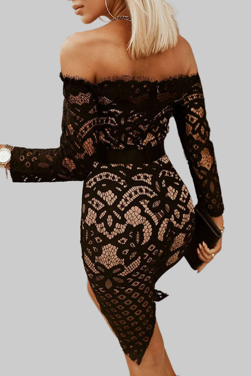 Lace Dress - Off - Shoulder Long Sleeve | Perfect Style for Day or Night - Jsandiclothing.com