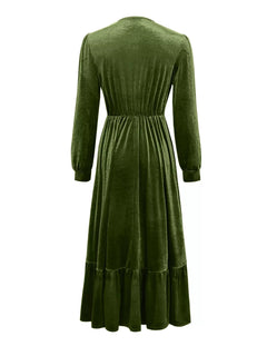 Ruffled Hem Long Sleeve Dress Elegant & Stylish | JSandiclothing - Jsandiclothing.com