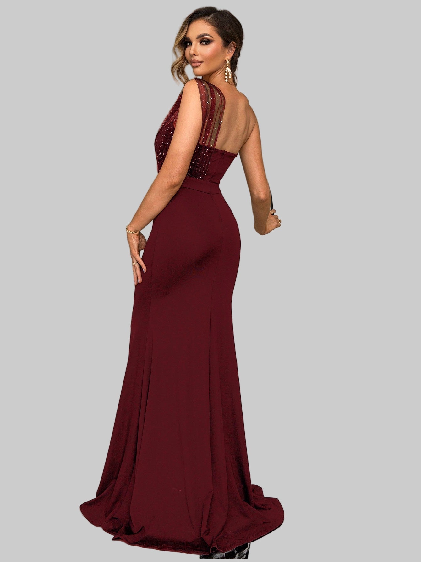 Rhinestone One - Shoulder Formal Dress| Elegant Evening Gown - Jsandiclothing.com