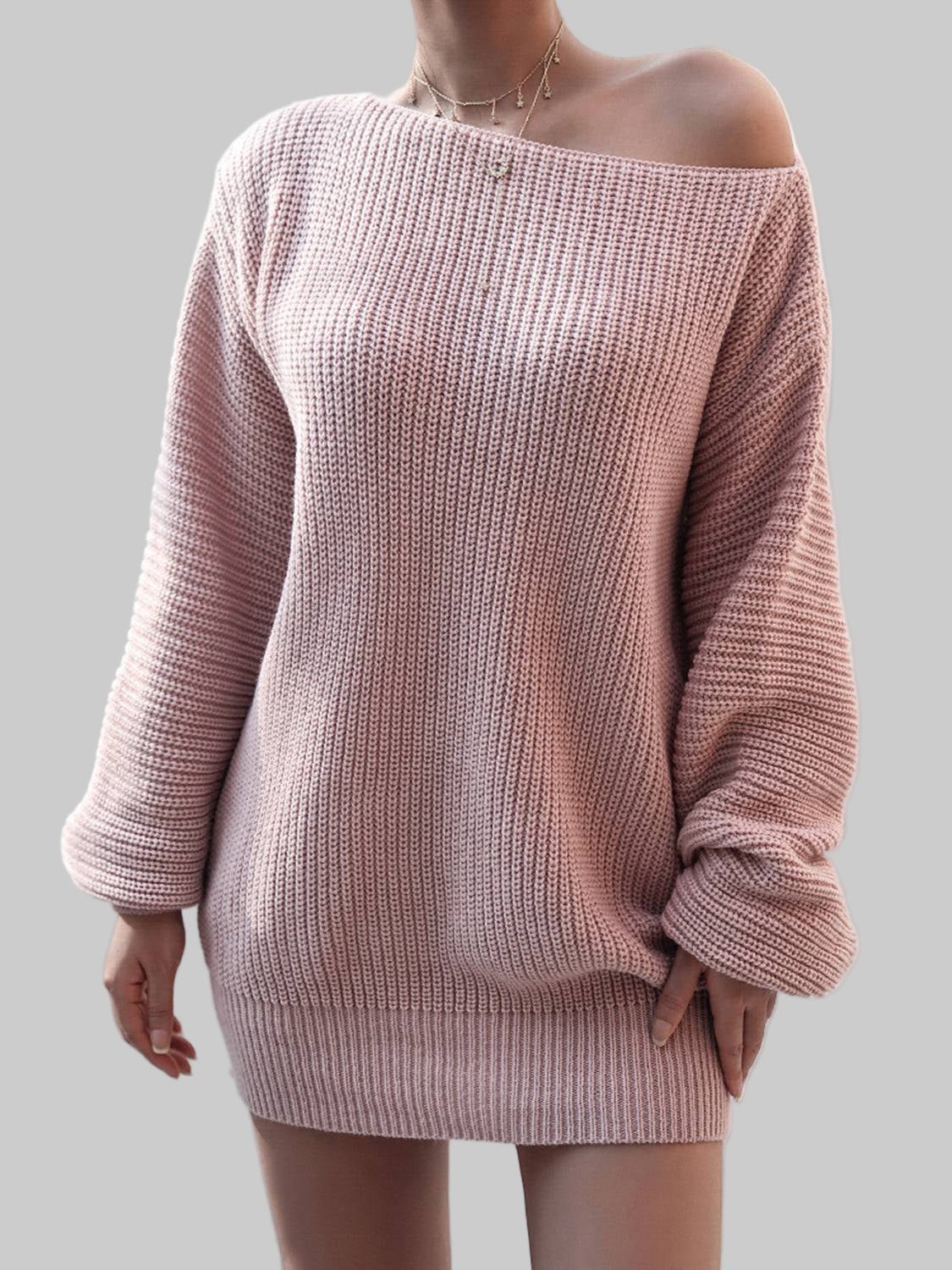 Rib - Knit Mini Sweater Dress - Stylish & Comfortable Acrylic Fashion - Jsandiclothing.com
