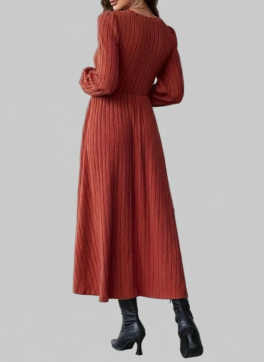 Ribbed Long Sleeve Sweater Dress - Jsandiclothing.com