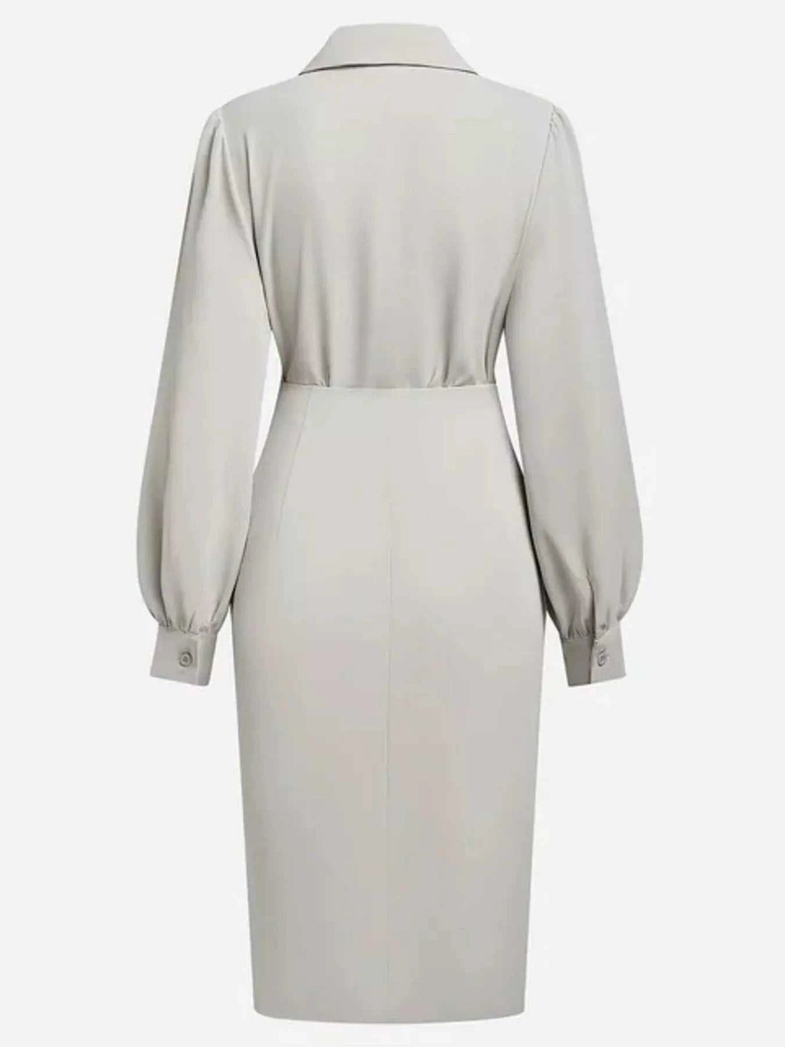 Ruched Midi Shirt Dress with Side Slit - Elegant & Stylish |JSandi - Jsandiclothing.com