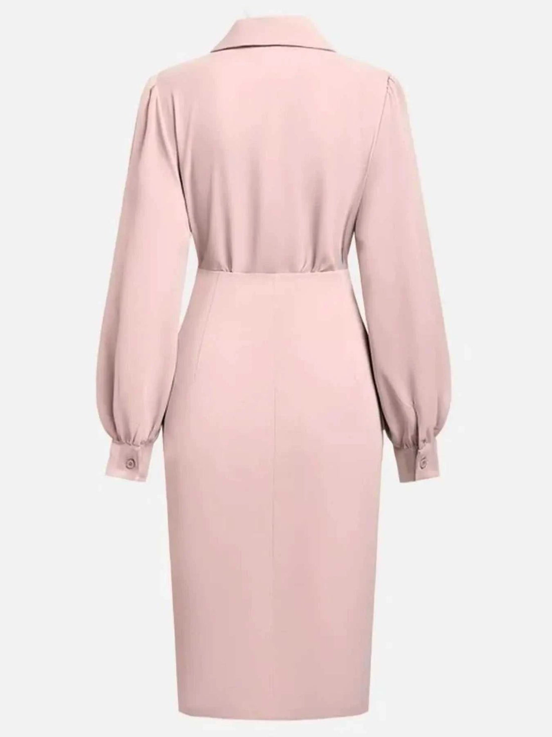 Ruched Midi Shirt Dress with Side Slit - Elegant & Stylish |JSandi - Jsandiclothing.com