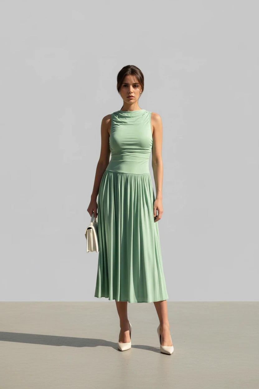 Ruched Sleeveless Maxi Dress - Jsandiclothing.com