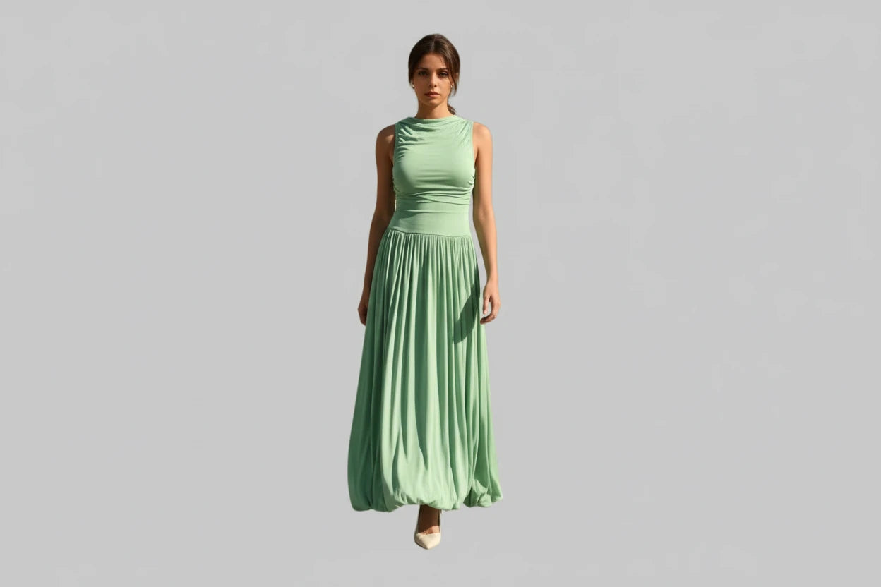 Ruched Sleeveless Maxi Dress - Jsandiclothing.com