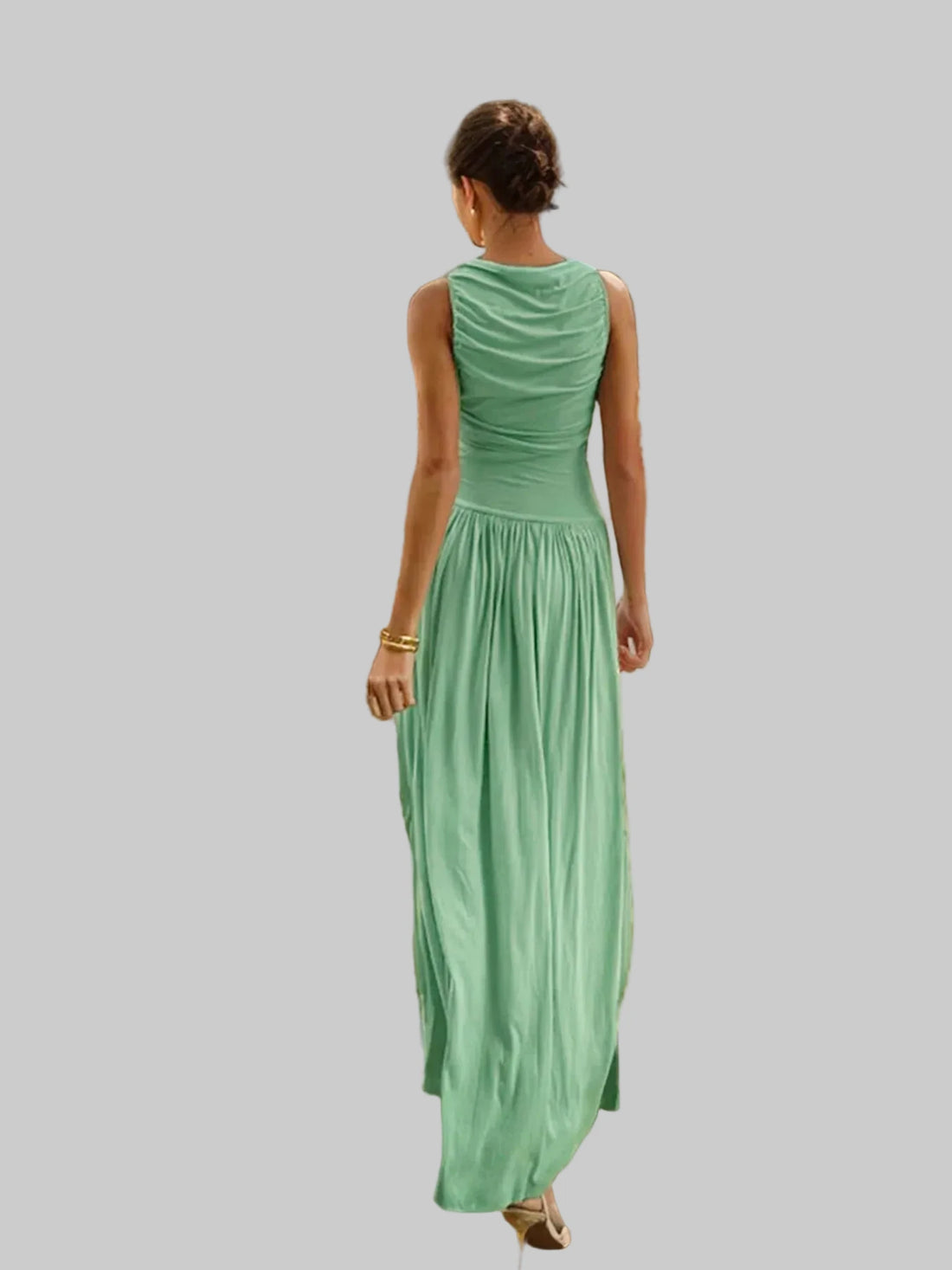 Ruched Sleeveless Maxi Dress - Jsandiclothing.com