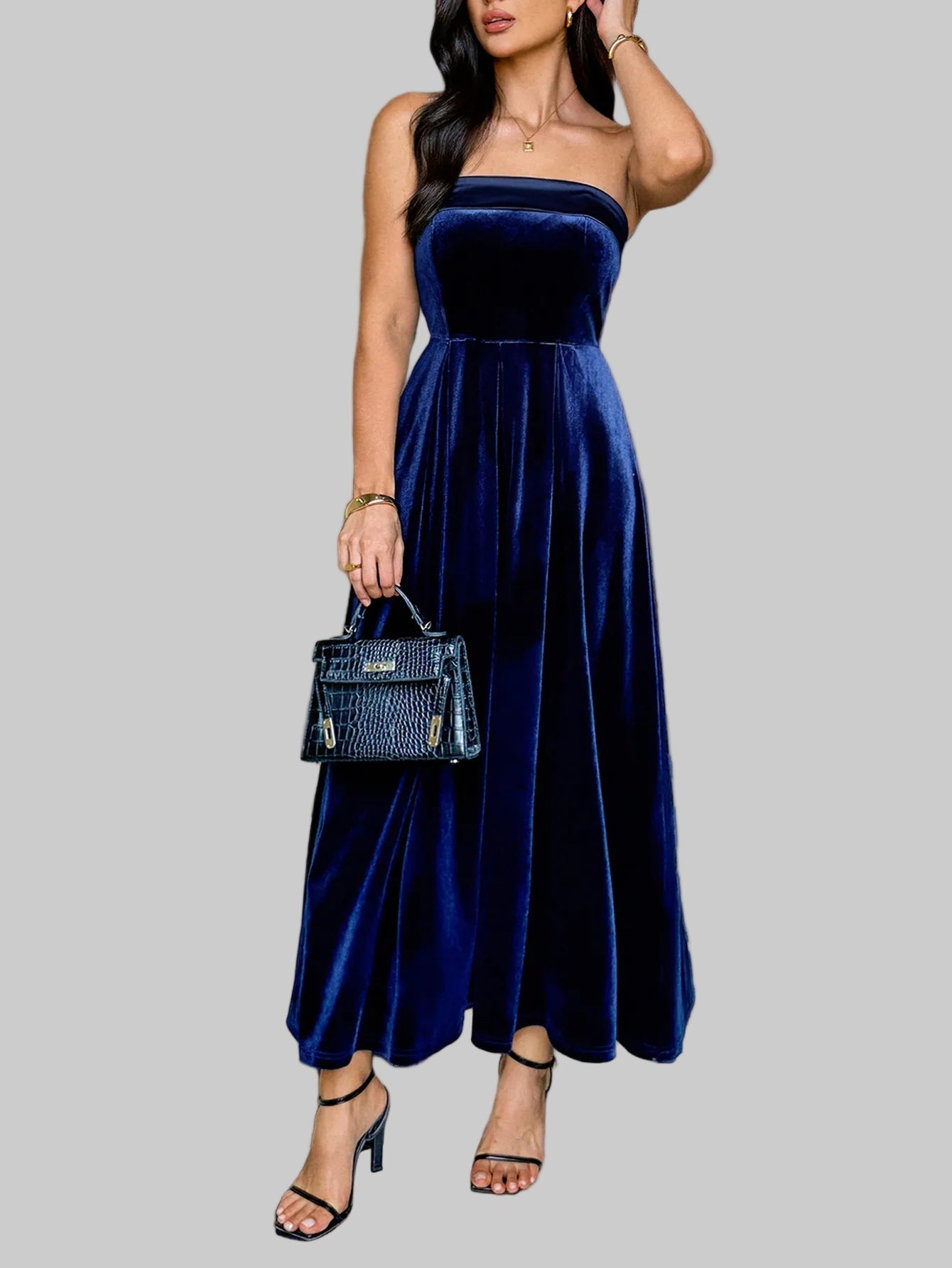 Ruched Tube Midi Dress | Elegant Strapless Style - Jsandiclothing.com