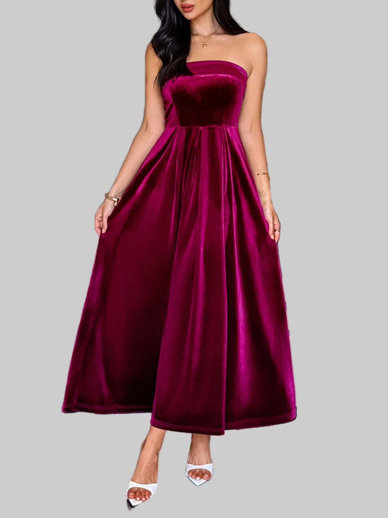 Ruched Tube Midi Dress | Elegant Strapless Style - Jsandiclothing.com