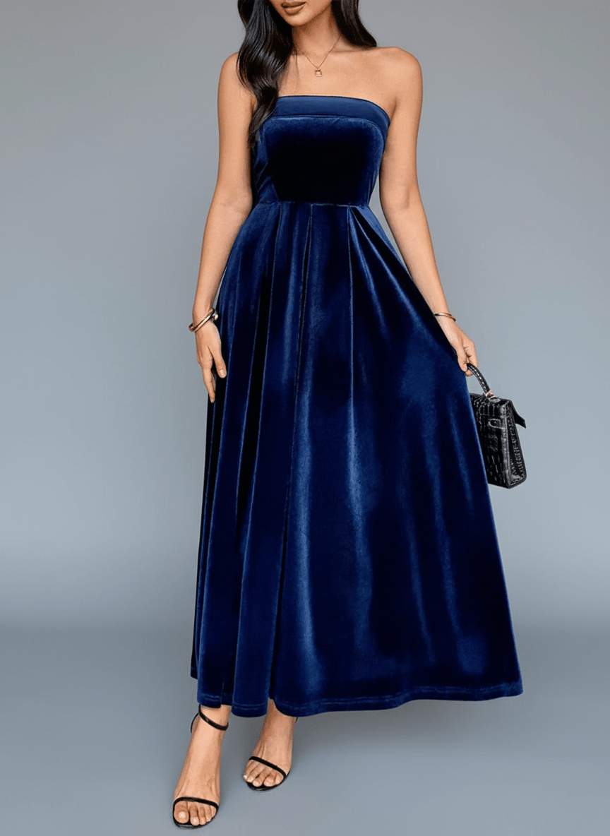 Ruched Tube Midi Dress | Elegant Strapless Style - Jsandiclothing.com