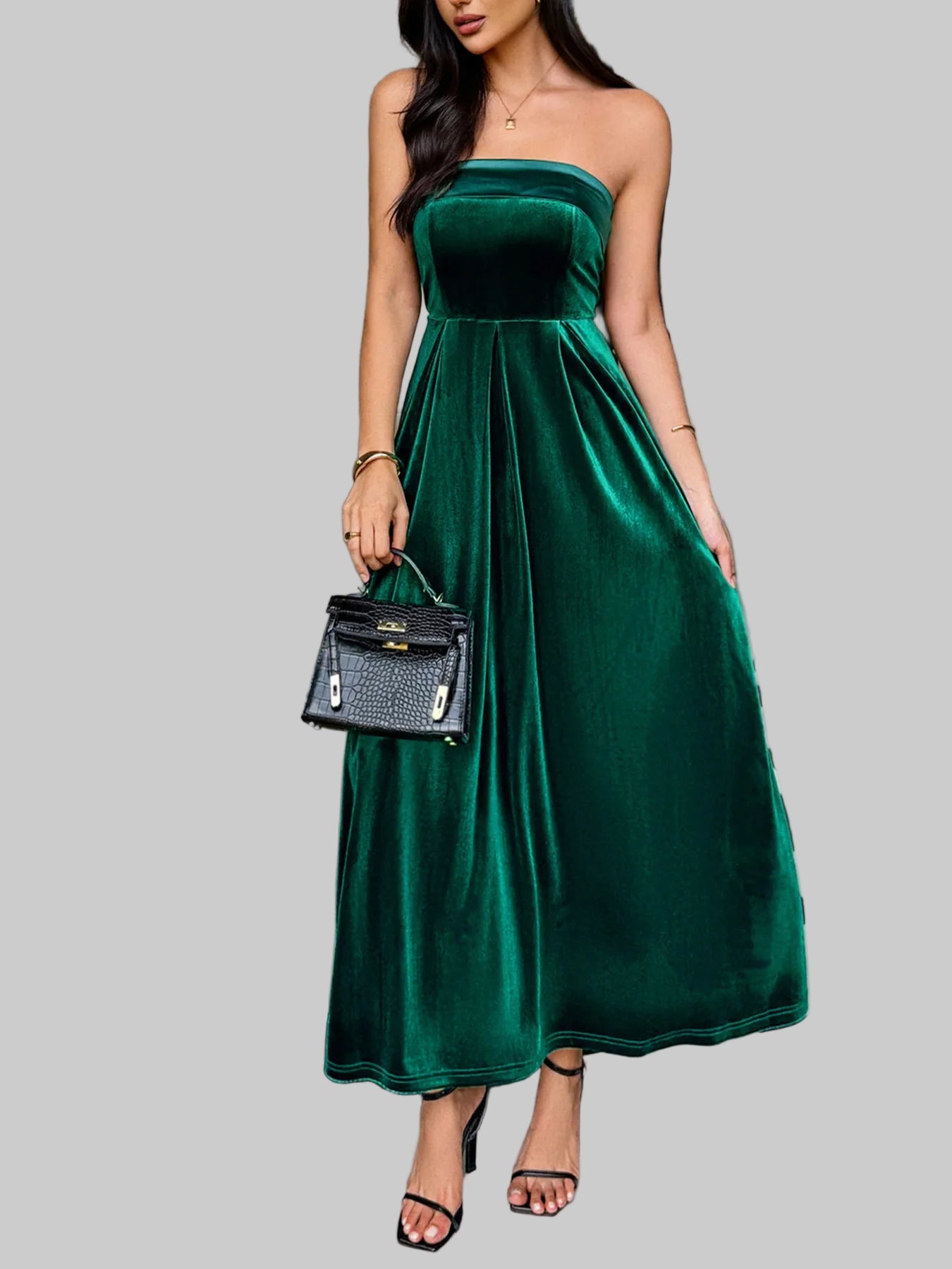 Ruched Tube Midi Dress | Elegant Strapless Style - Jsandiclothing.com