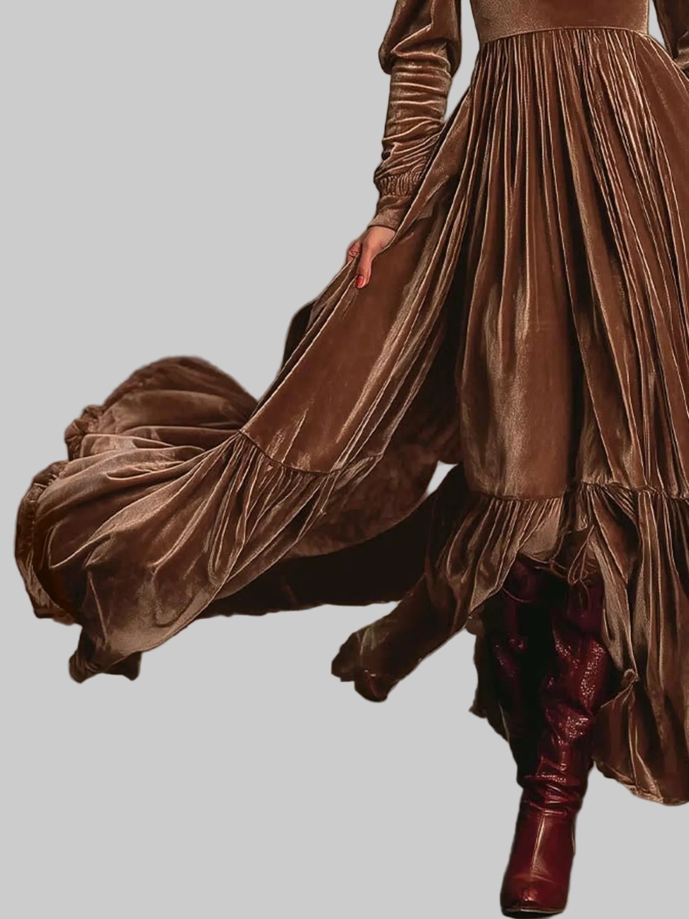 Ruffled Hem Long Sleeve Dress Elegant & Stylish | JSandiclothing - Jsandiclothing.com