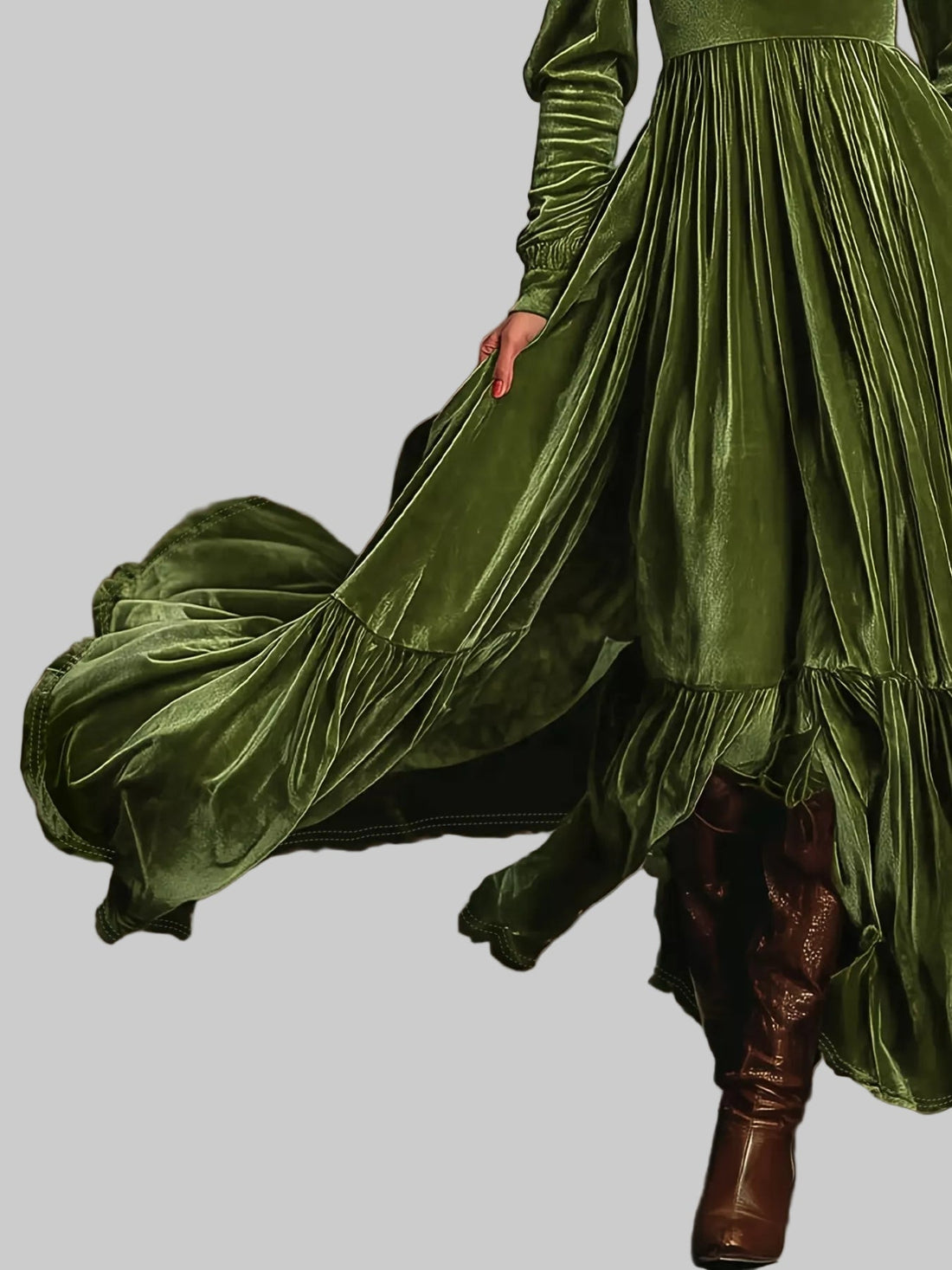 Ruffled Hem Long Sleeve Dress Elegant & Stylish | JSandiclothing - Jsandiclothing.com