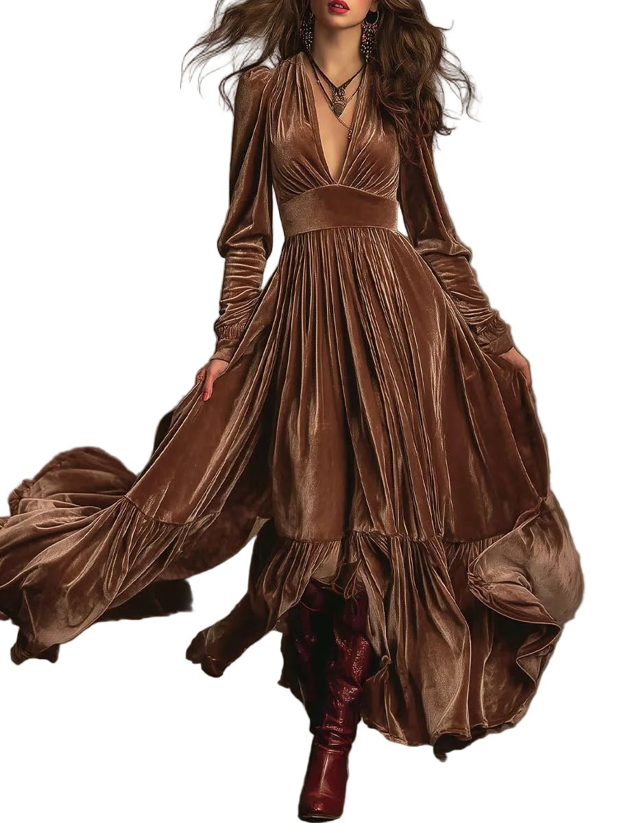 Ruffled Hem Long Sleeve Dress Elegant & Stylish | JSandiclothing - Jsandiclothing.com