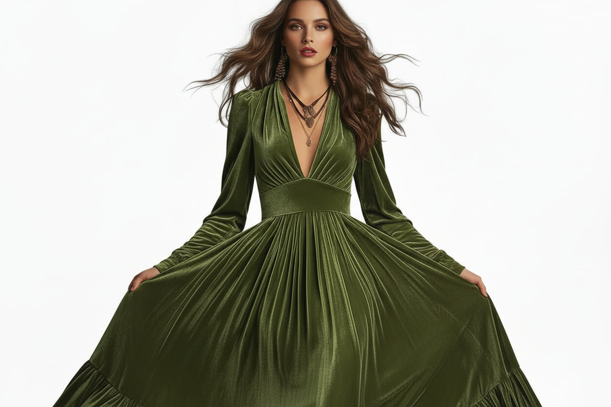 Ruffled Hem Long Sleeve Dress Elegant & Stylish | JSandiclothing - Jsandiclothing.com