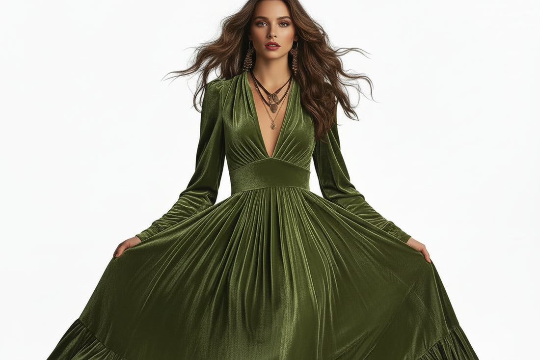 Ruffled Hem Long Sleeve Dress Elegant & Stylish | JSandiclothing - Jsandiclothing.com