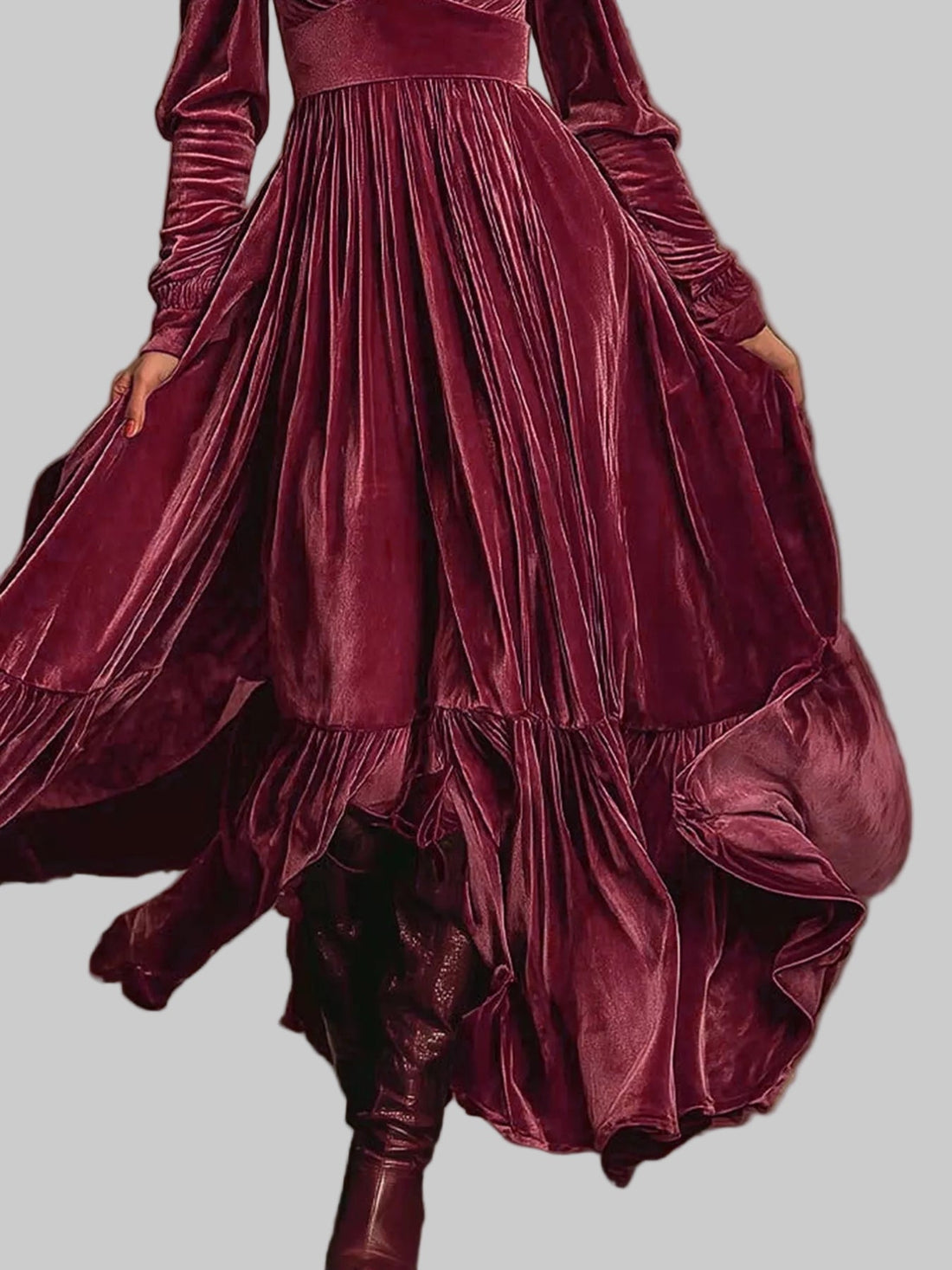 Ruffled Hem Long Sleeve Dress Elegant & Stylish | JSandiclothing - Jsandiclothing.com