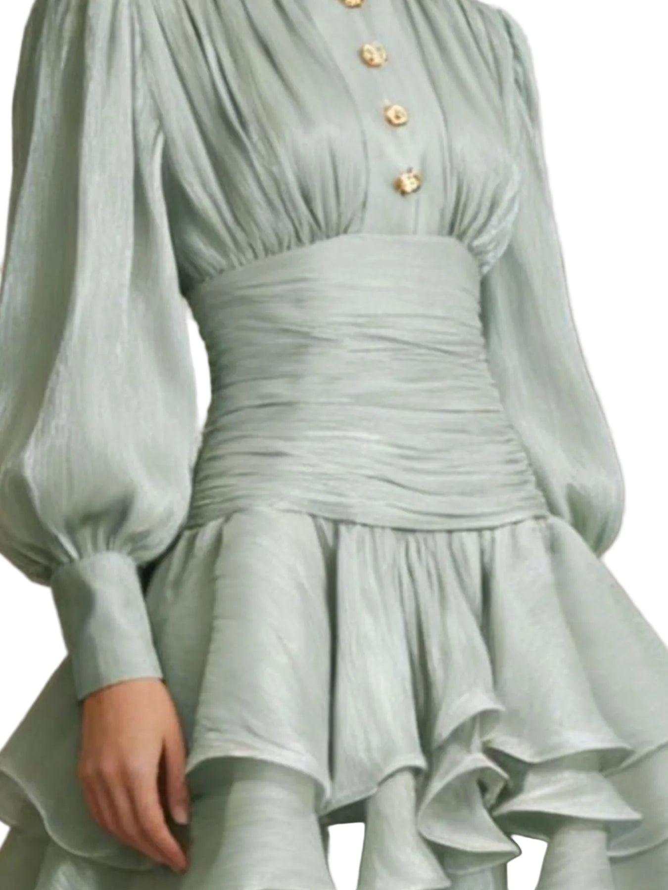 Ruffled Layered Lantern Sleeve Mini Dress - Jsandiclothing.com