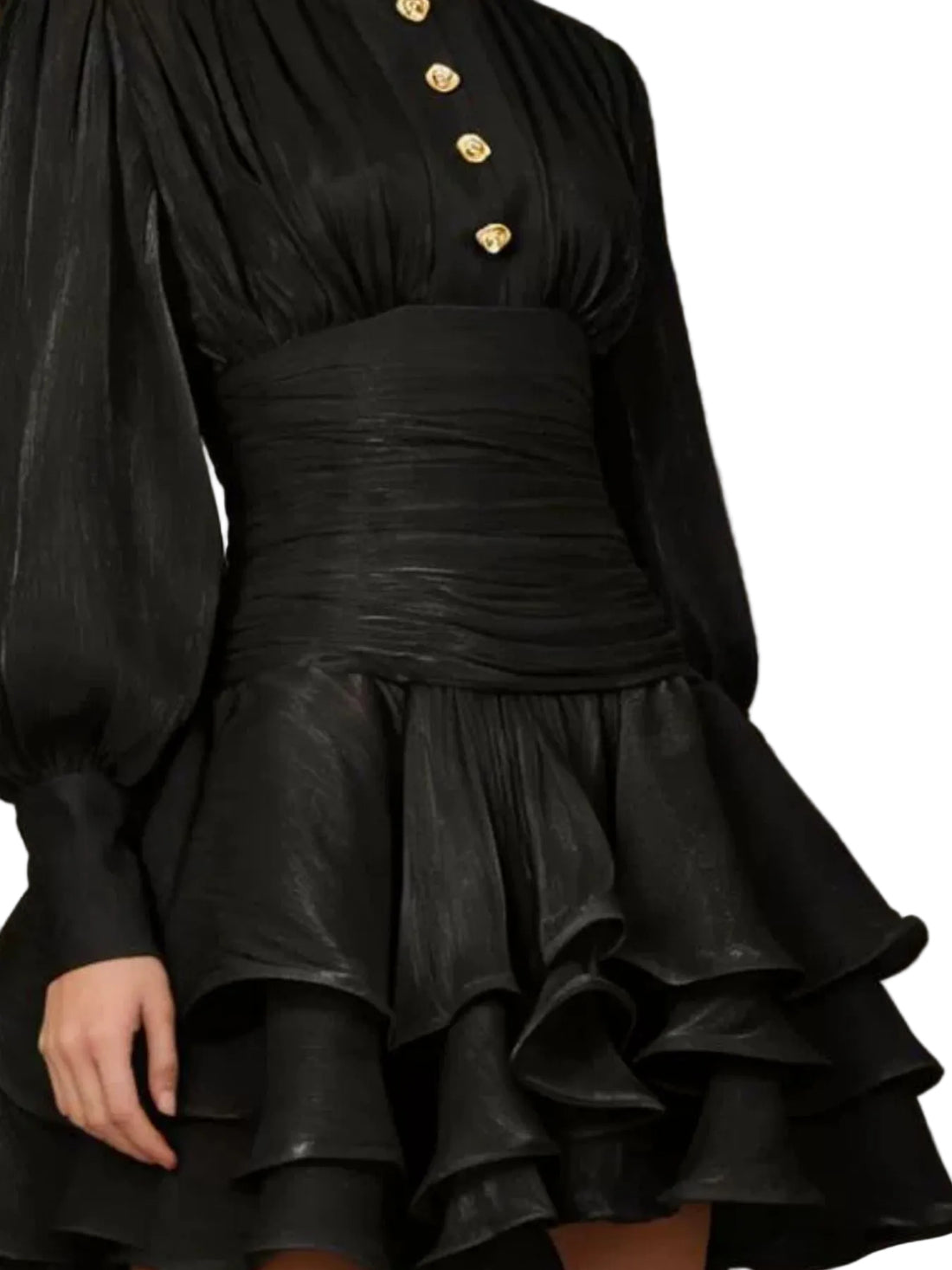 Ruffled Layered Lantern Sleeve Mini Dress - Jsandiclothing.com