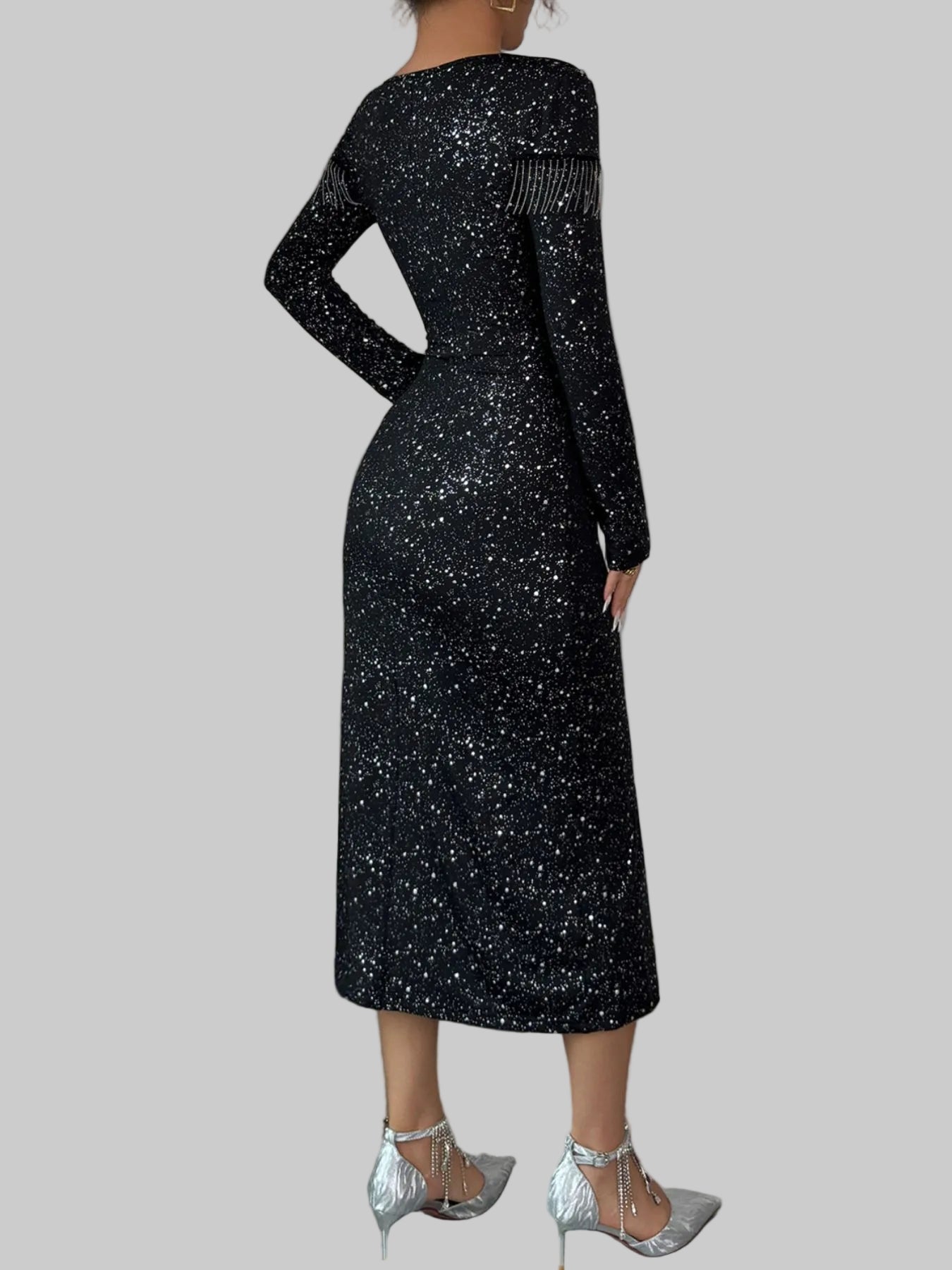 Sequin Long Sleeve Bodycon Dress| Formal & Chic - Jsandiclothing.com